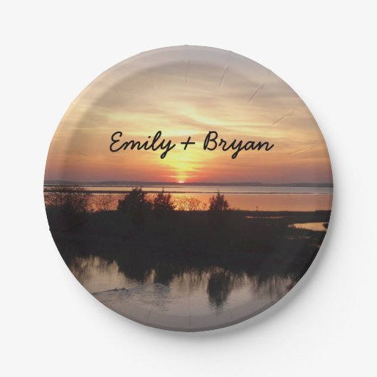 Chincoteague Sunset II Virginia Landschaft Pappteller (Vorderseite)