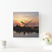 Chincoteague Sunset II Virginia Landschaft Quadratische Wanduhr (Zuhause)
