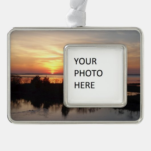 Chincoteague Sunset II Virginia Landschaft Rahmen-Ornament Silber (Vorderseite)