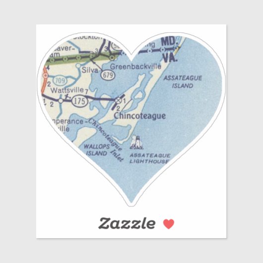 Chincoteague VA Classic Karte Aufkleber (Blatt)