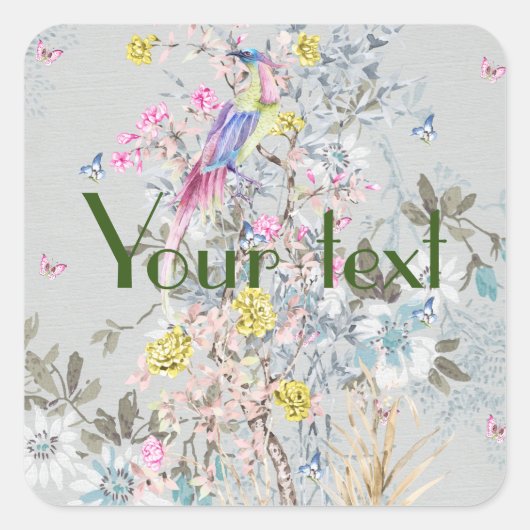 Chine soirée, Toile, Naturszene, antique, muster, Quadratischer Aufkleber (Vorderseite)