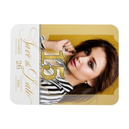 Chineanera Englisch Save the Date in Gold Magnet (Horizontal)