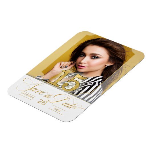 Chineanera Englisch Save the Date in Gold Magnet (Linke Seite)