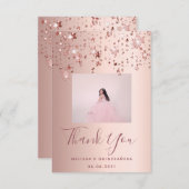 Chineanera Foto Rose Gold Rosa Sterne Dankeskarte (Vorne/Hinten)