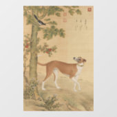 Chinese Art 1747 The Dog Bird & Flowers Pattern Fensteraufkleber (Blatt)