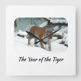 Chinese Astrology Year of the Tiger Quadratische Wanduhr