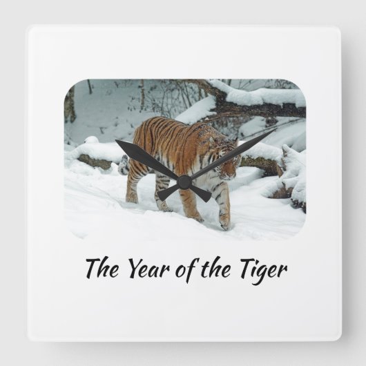 Chinese Astrology Year of the Tiger Quadratische Wanduhr (Vorderseite)