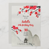 Chinese Birthday Invitation template New year invi Einladung (Vorne/Hinten)