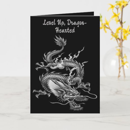 Chinese Black Dragon Mythical Creature Karte (Gelbe Blume)