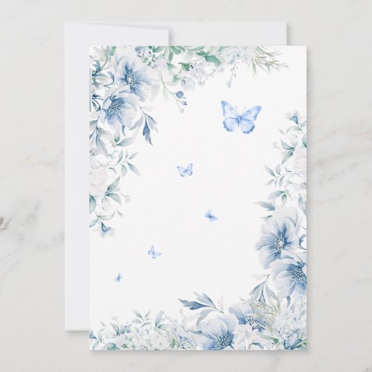 Chinese Blue & White Elegant Bridal Shower Einladung (Rückseite)