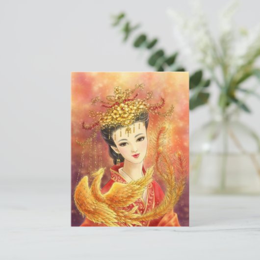 Chinese Bride with Phoenix Fantasy Postcard Postkarte (Stehend Vorderseite)