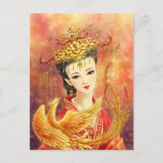 Chinese Bride with Phoenix Fantasy Postcard Postkarte (Vorderseite)