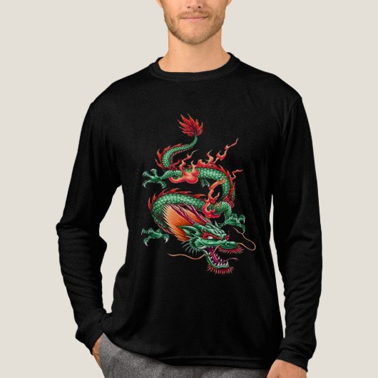 Chinese Coiling Dragon Mythical Time Controlling Tri-Blend Shirt (Vorderseite)