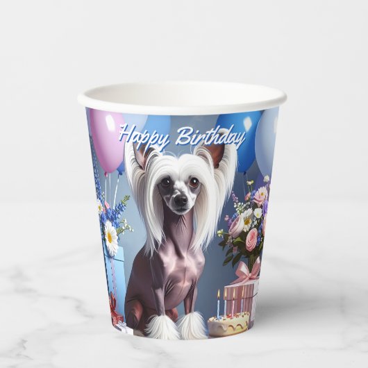 Chinese Crested Birthday Pappbecher (Vorderseite)