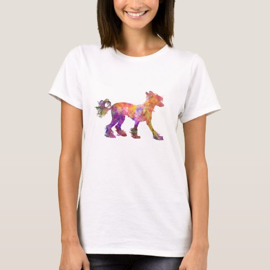 Chinese crested dog 01 in Watercolor 2 T-Shirt (Vorderseite)