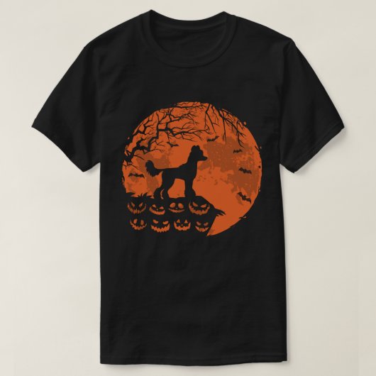 Chinese Crested Dog And Moon Halloween Dog Lover T-Shirt (Design vorne)