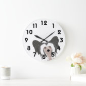 Chinese Crested Dog Clock Große Wanduhr (Zuhause)