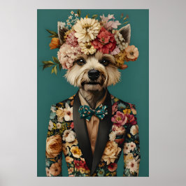 Chinese Crested Dog In Suit Poster, Chinese Poster