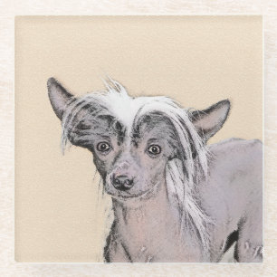 Chinese Crested Hairless Painting Original Dog Art Glasuntersetzer