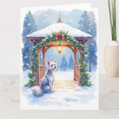Chinese Crested Snowy Gazebo Christmas Art Karte (Vorderseite)