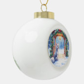 Chinese Crested Snowy Gazebo Christmas Art Keramik Kugel-Ornament (Links)