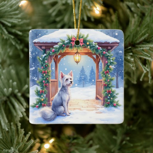 Chinese Crested Snowy Gazebo Christmas Art Keramikornament (Baum)