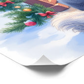 Chinese Crested Snowy Gazebo Christmas Art Poster (Ecke)