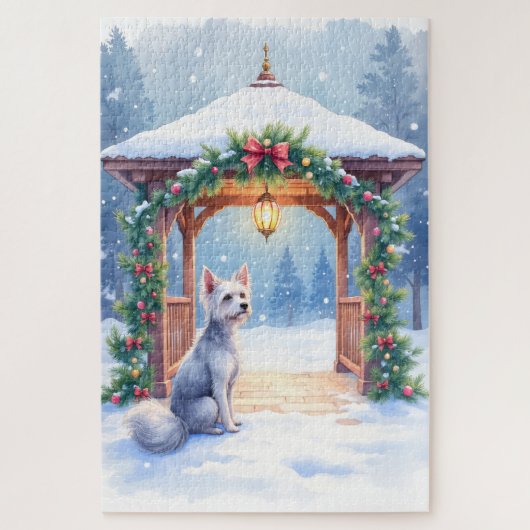 Chinese Crested Snowy Gazebo Christmas Art Puzzle (Vertikal)