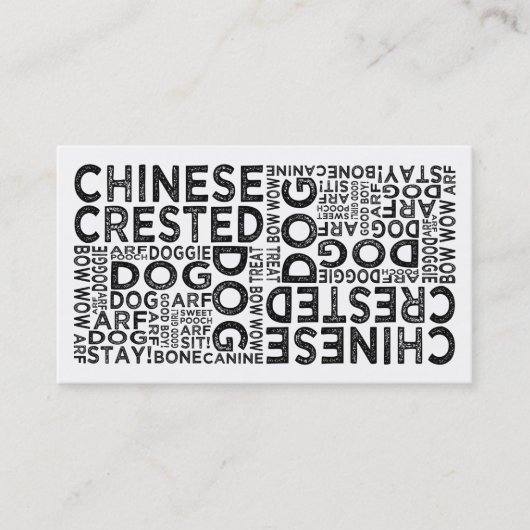 Chinese Crested Typography Visitenkarte (Vorderseite)