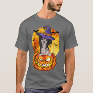 Chinese Crested Witch Pumpkin Halloween Dog Lover T-Shirt