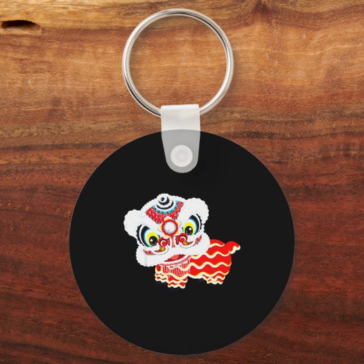 Chinese Cute Traditional Dancing Lion Art Happy Ne Schlüsselanhänger (Vorderseite)