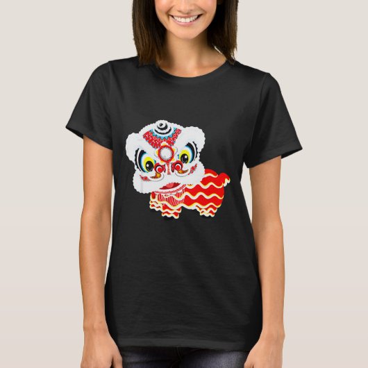 Chinese Cute Traditional Dancing Lion Art Happy Ne T-Shirt (Vorderseite)