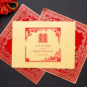 Chinese Double Happiness Wedding Symbol Floral Gummistempel