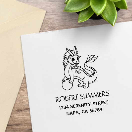 Chinese Dragon Address Gummistempel