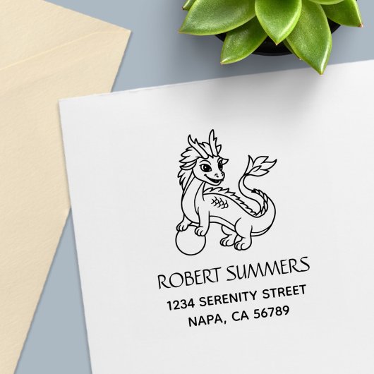 Chinese Dragon Address Permastempel