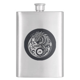 Chinese Dragon in Black and White Personalized Flachmann