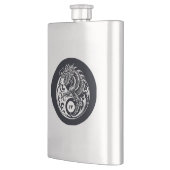 Chinese Dragon in Black and White Personalized Flachmann (Links)