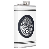 Chinese Dragon in Black and White Personalized Flachmann (Rechts)