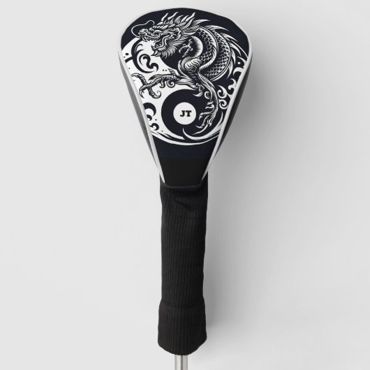 Chinese Dragon in Black and White Personalized Golf Headcover (Vorderseite)