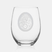 Chinese Dragon in Black and White Personalized Weinglas Ohne Stiel (Rückseite)