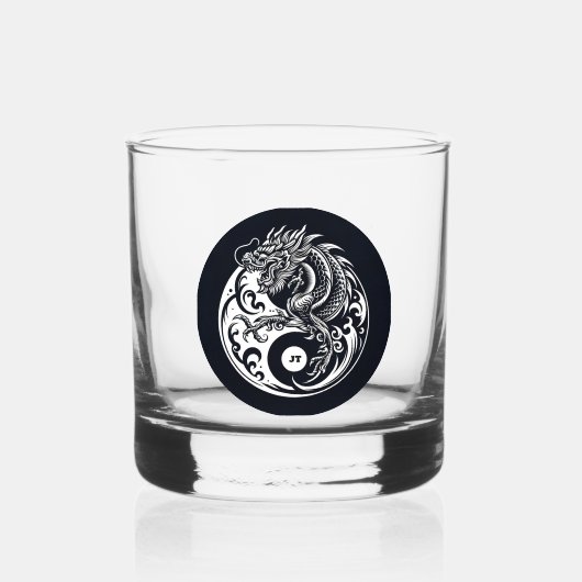 Chinese Dragon in Black and White Personalized Whiskyglas (Vorderseite)