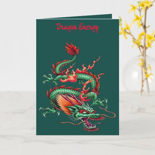 Chinese Eastern Green Dragon Mythical Creature Karte (Gelbe Blume)