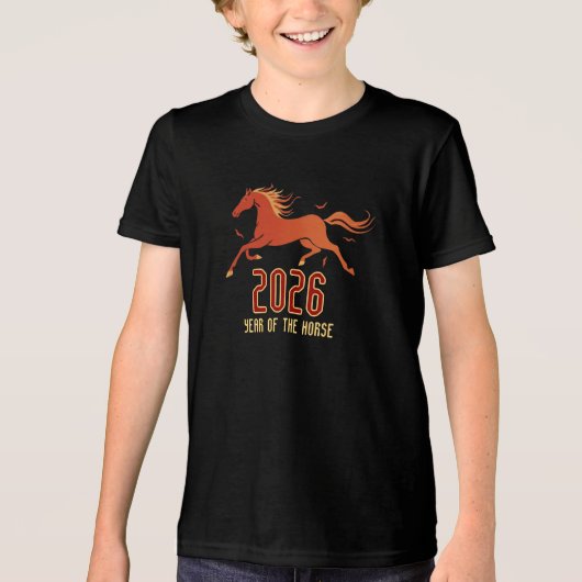 Chinese Fire Horse New Year 2026 Kid's Tri-Blend Shirt (Vorderseite)