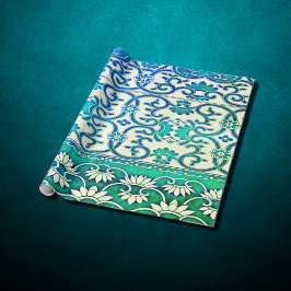 Chinese floral in blue -green geschenkpapier