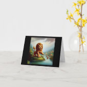 Chinese Foo Lion (35) Karte (Gelbe Blume)