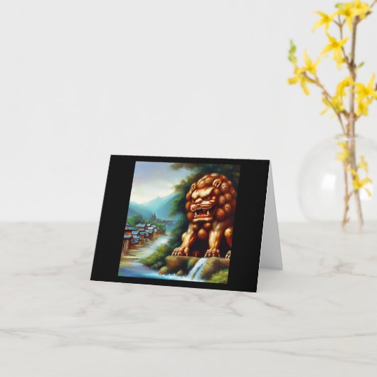 Chinese Foo Lion (36) Karte (Gelbe Blume)