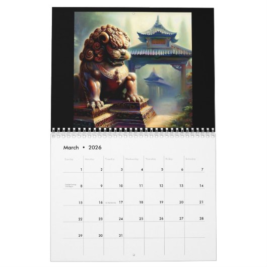 Chinese Foo Lions #2 Kalender (Mär 2026)