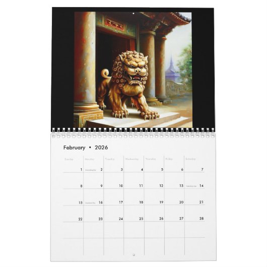 Chinese Foo Lions #2 Kalender (Feb 2026)