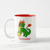 Chinese Green Dragon Custom Name Zweifarbige Tasse (Links)