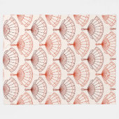 Chinese Hand Fan Pattern Fleecedecke (Vorderseite (Horizontal))